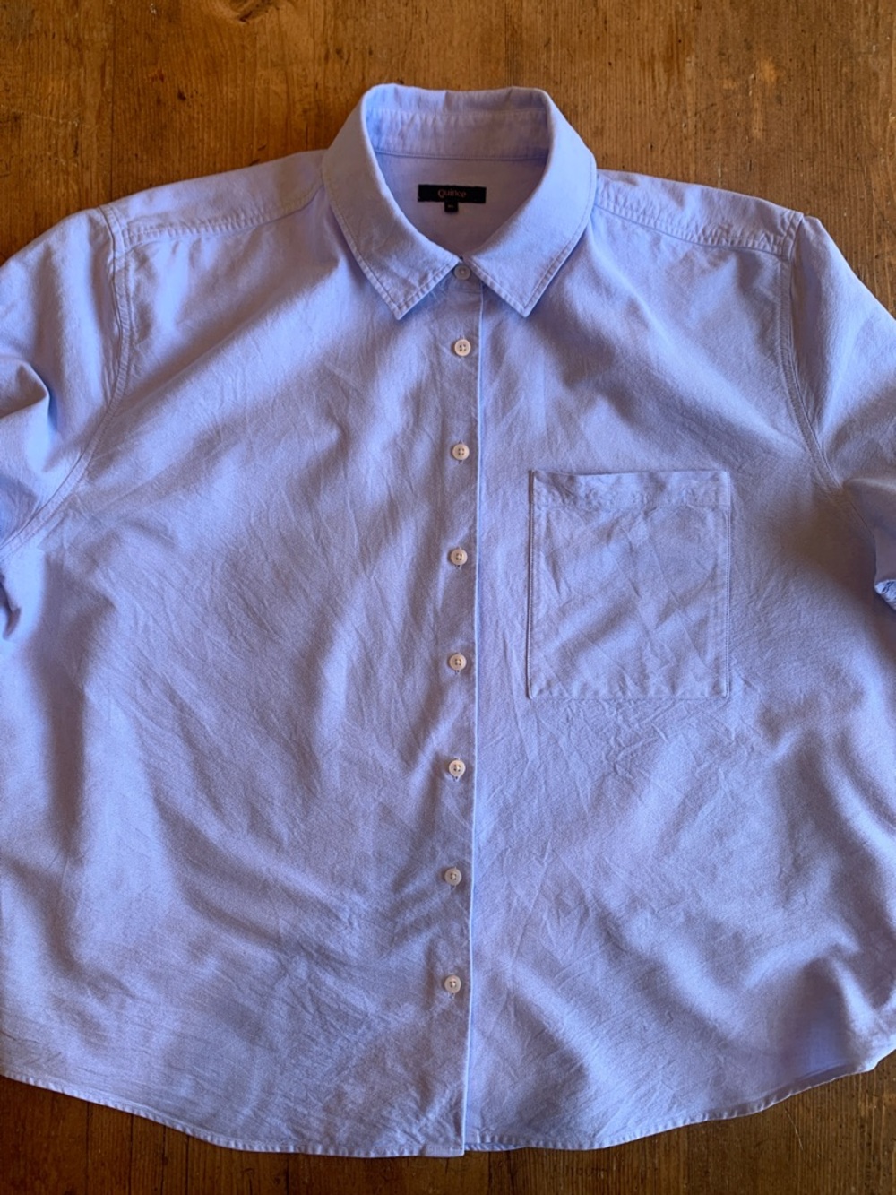 Quince Light Blue Womens Casual Button-Down Shirt - Picture 3 of 16